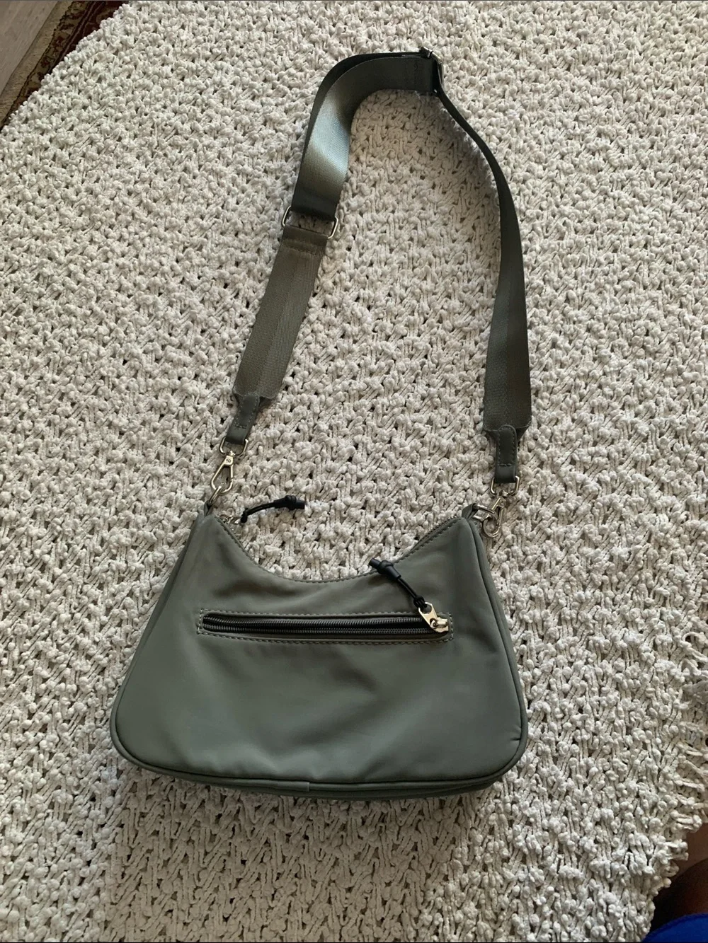 STYLUS Olive Green Shoulder Bag with Front Zip